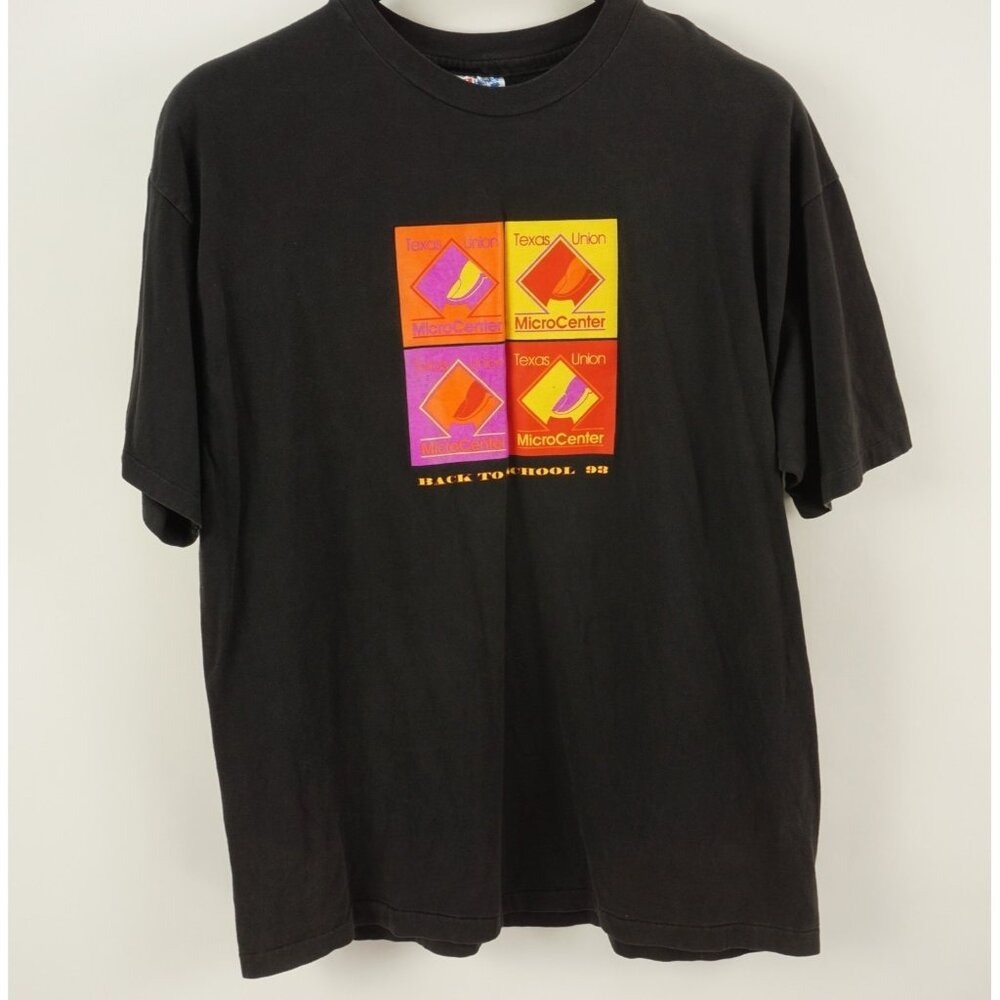 Vintage 1990s Y2K Microcenter Texas Union‎ Single Stitch Graphic T-Shirt Mens XL